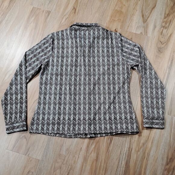 🔹️Michael Kors Brown Chevron Buttoned Long Sleeve Top Large - Picture 2 of 10